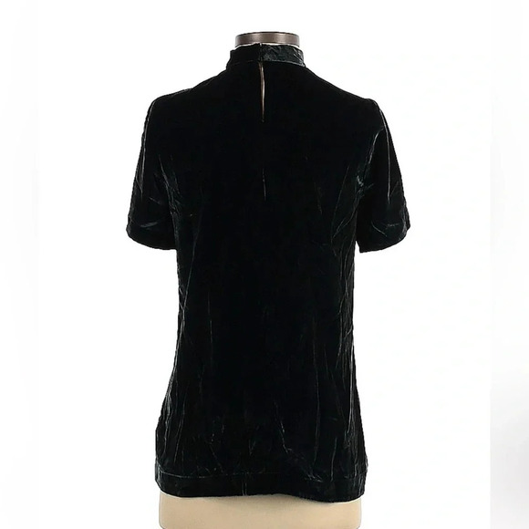 Madewell | Black Velvet Silk Blend Choker Top Short Sleeve Blouse Size XXS - Picture 3 of 4